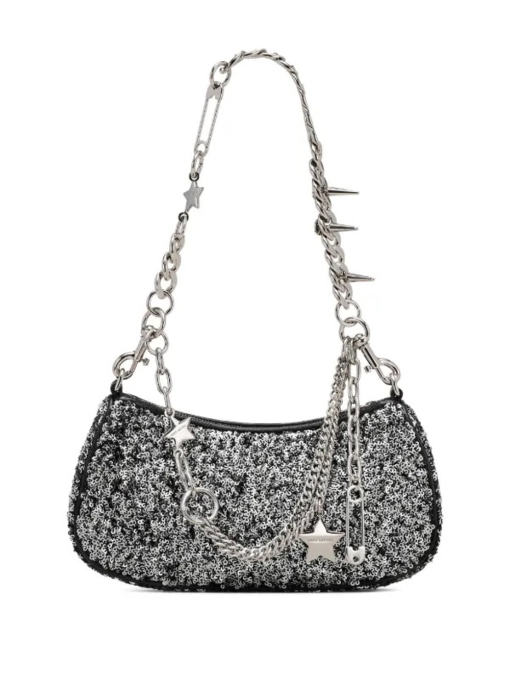 ‼️NEW Marc Jacobs Sequin Silver Chain Charm Shoulder Bag - Picture 3 of 8